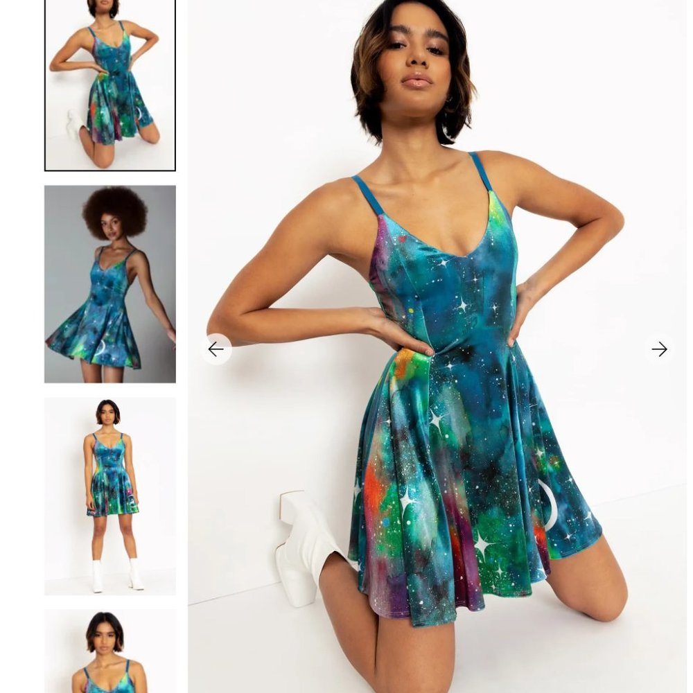 UNICORN MOON VELVET MINI STRAPPY DRESS - LIMITED - SIZE M - Blackmilk